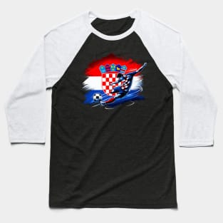 Dynamic Croatia Soccer Star in Action - Vector Design Baseball T-Shirt